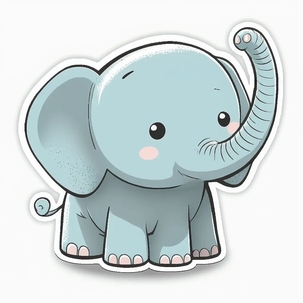 sticker, A super cute baby pixar style elephant, vector